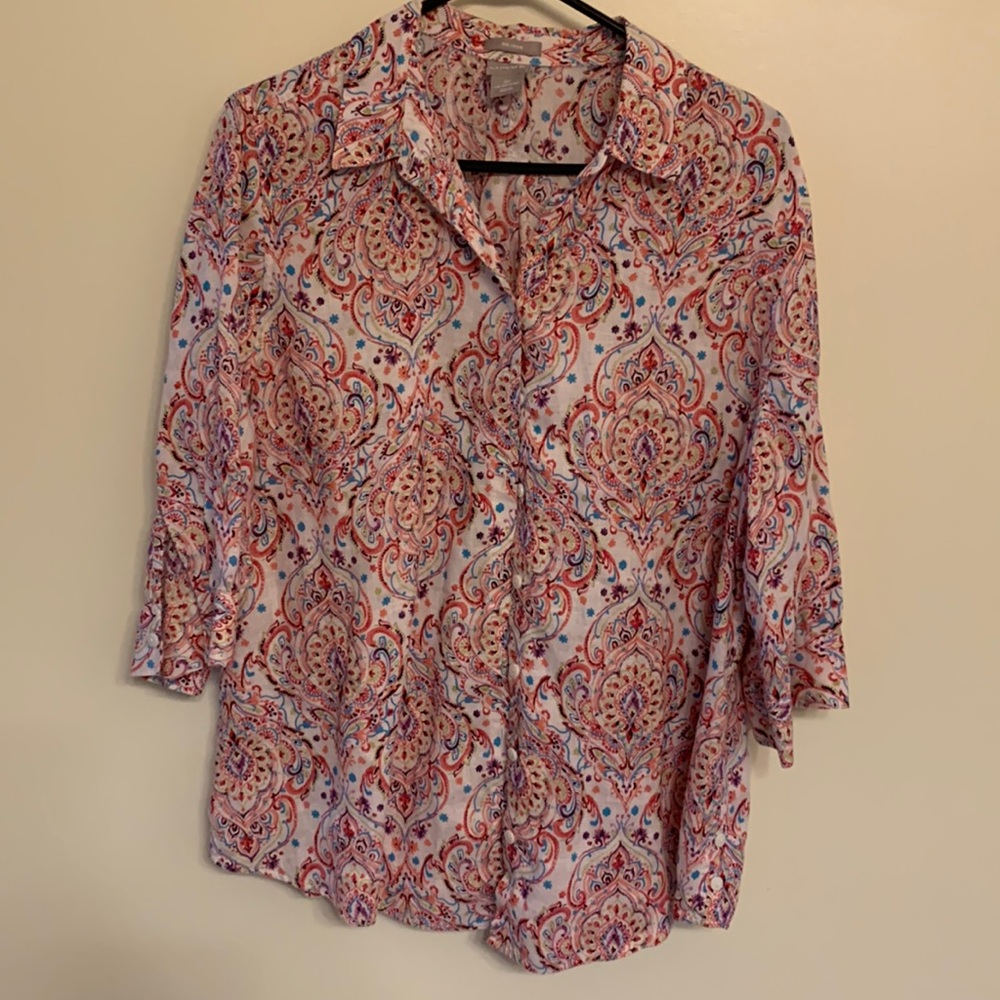 Chicos Linen 3/4 sleeve shirt, 3p